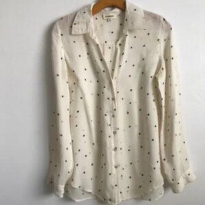 L’Agence Silk White Long-Sleeve Blouse with Stars Womens S